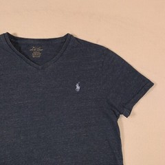 Polo Ralph Lauren Shirt Mens Medium Blue Custom Slim Fit V Neck Soft Cotton