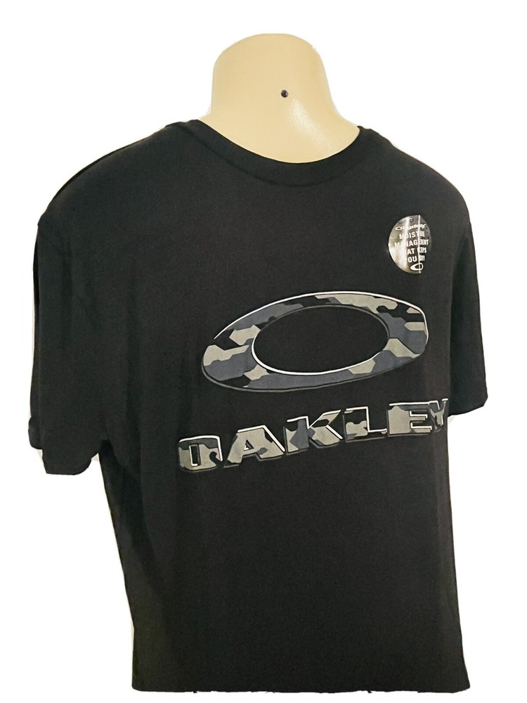 NWT Oakley Mens Ellipse Camo T Shirt Black Logo Ohydrolix Material Size Large