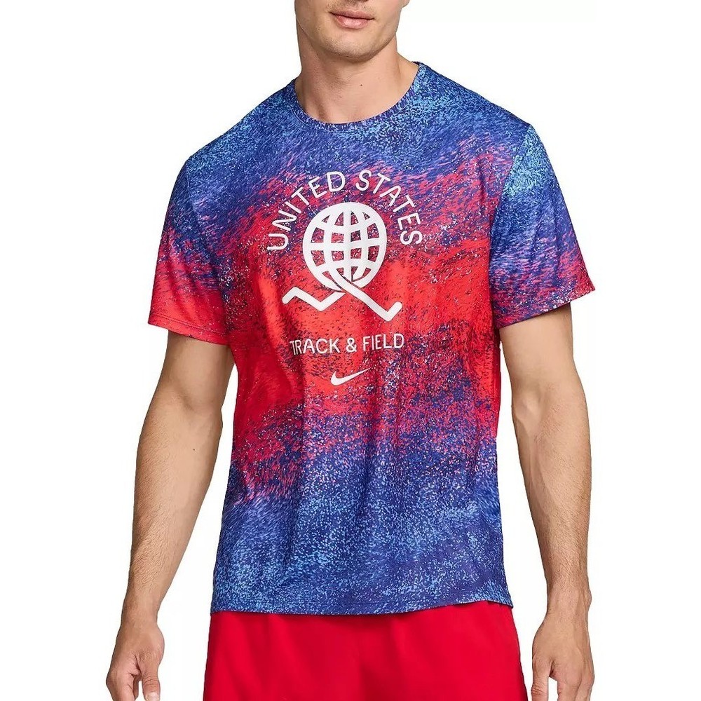 Nike Men’s Dri-FIT Running T-Shirt USA Miler FJ3411-635 Size XL NWT UPF 40+