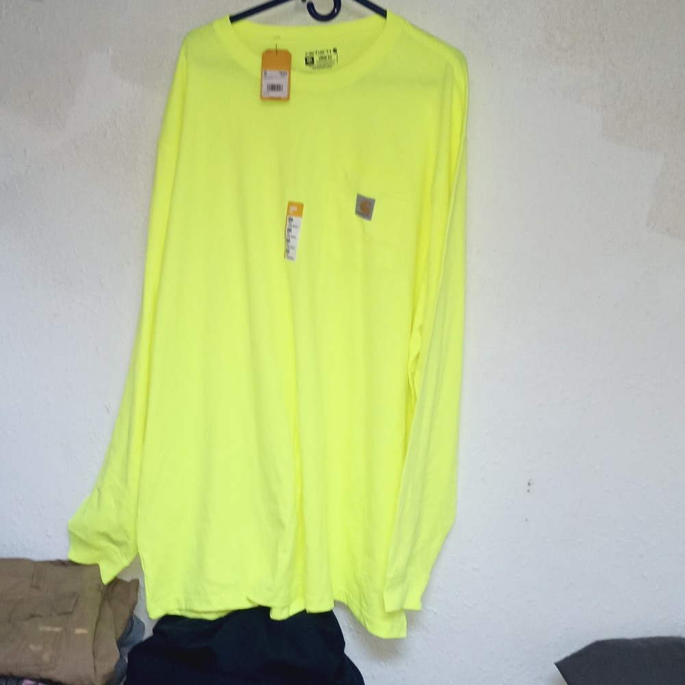 Carhartt Mens Loose Fit Long Sleeve Yellow Work Crew T-Shirt 3XL NWT