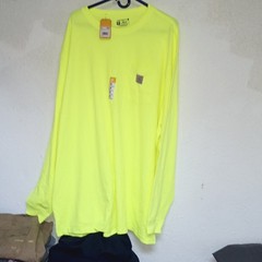 Carhartt Mens Loose Fit Long Sleeve Yellow Work Crew T-Shirt 3XL NWT