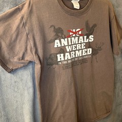 Animals Were Harmed Hunting Mens S T- Shirt Funny Hunter Joke Brown