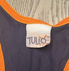 Tulio Tank Top Mesh Fishnet Muscle Sexy Clubwear Sz.L Navy Blue & Orange
