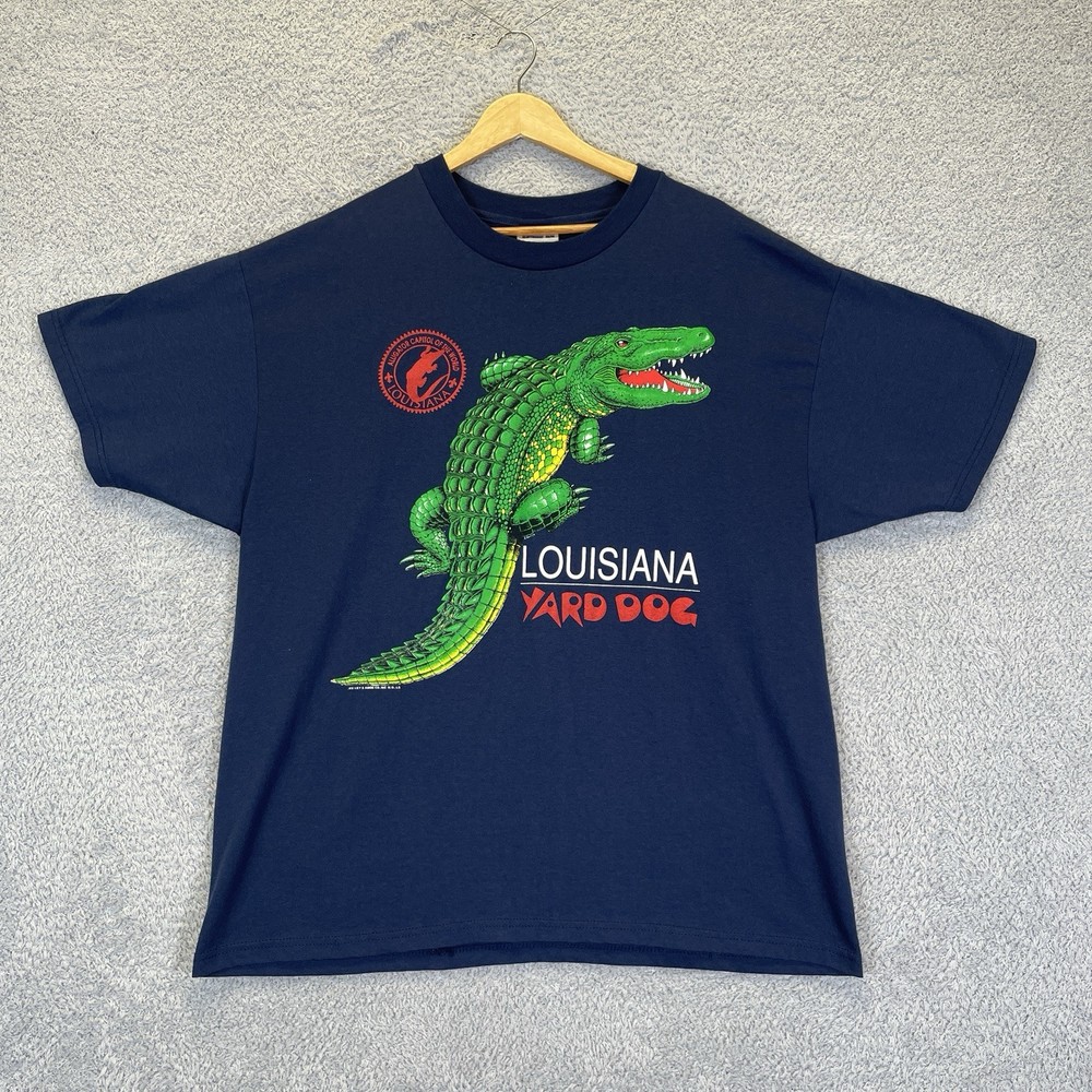 Vintage Louisiana Yard Dog Alligator T-Shirt 90s Mens XL Hanes Heavyweight 50/50