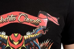Roberto Cavalli Men’s Black Graphic Print Crewneck T-Shirt US 2XL IT 56