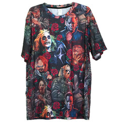 Horror Movie Character T-shirt XXL Freddie Jason Chucky Beetlejuice 48″ Chest