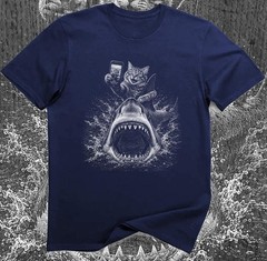 Cat Shark Selfie Shirt, Funny Ocean Meme Tee, Vintage Graphic Gift for Pet Lover