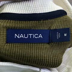 Nautica Shirt Mens Medium White Thermal Mock Neck Henley Long Sleeve Nautical