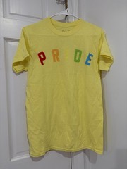 Crystal Wolf Men’s Yellow Pride Graphic Print Crew Neck T-Shirt Short Sleeve S