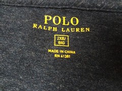 POLO RALPH LAUREN WHITE PONY ON POCKET HEATHER BLUE 2XB BIG T-SHIRT H1269