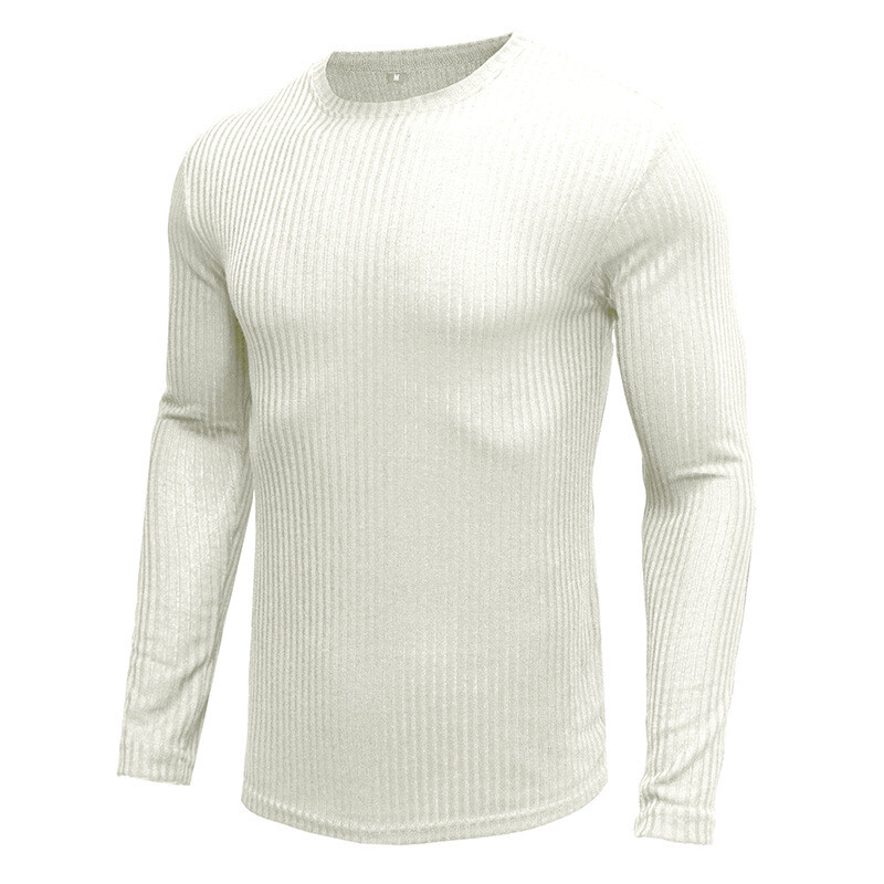 Zonbailon men’s t-shirt solid color bottomed shirt crew neck autumn long sleeve