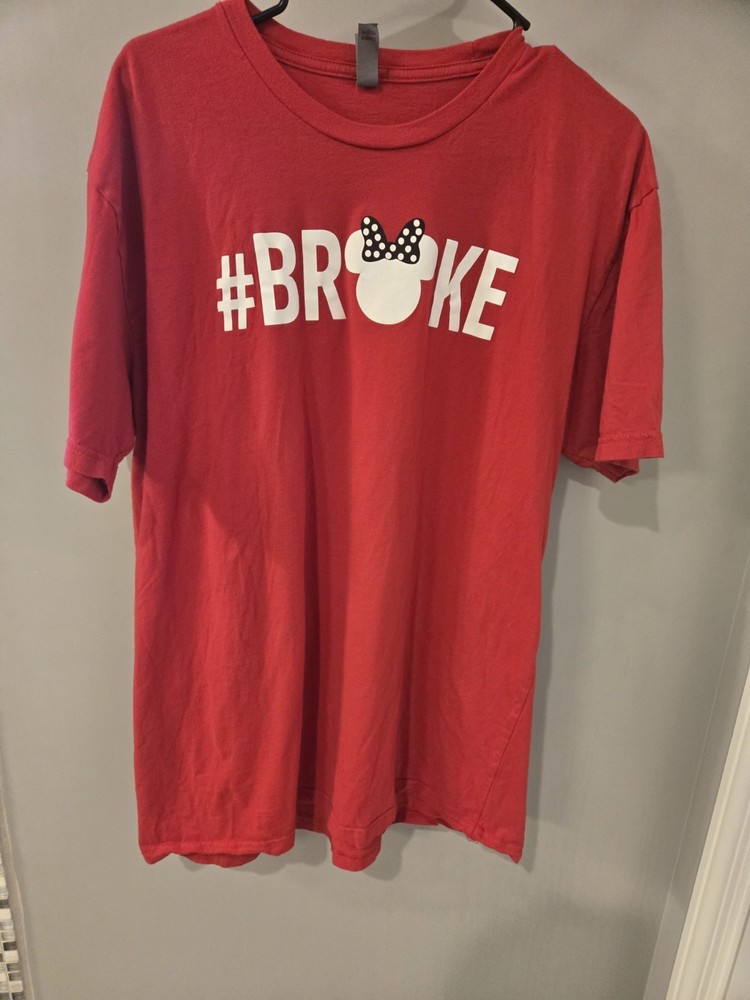 Next Level Apparel XL Red #BROKE Graphic Print Crew Neck Short Sleeve T-Shirt