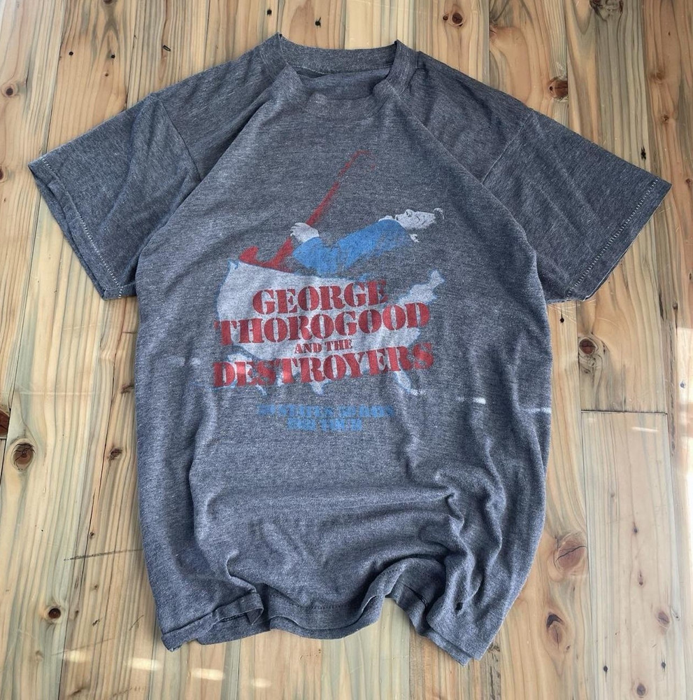 Vintage George Thorogood and the Destroyers “50 states 50 dates” Gray T-Shirt