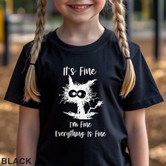 It’s Fine I’m Fine Everything Is Fine Shirt, Cute Black Cat Tee, , 202826