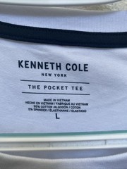 NEW Kenneth Cole Men’s Large White T-Shirt Short Sleeve Crew Neck The Pocket Tee