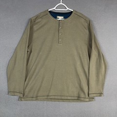 Carbon 2 Cobalt Henley Shirt Mens 2XL Green Long Sleeve Stretch 100% Cotton