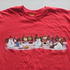 Peanuts Shirt Mens Medium Snoopy Christmas Winter Scene Snowman