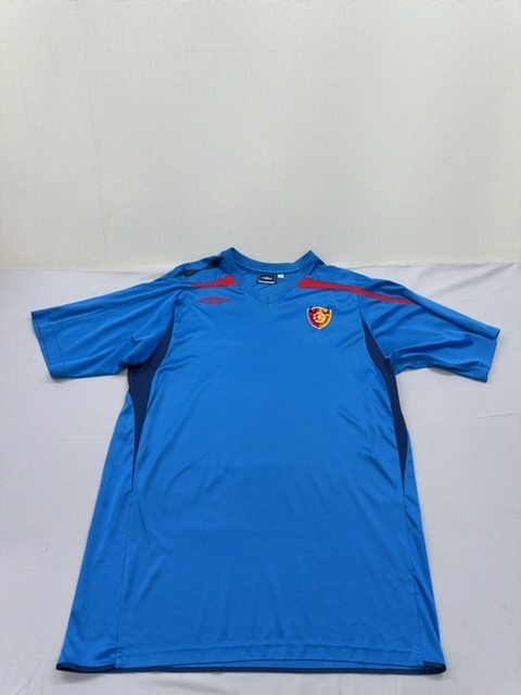 Umbro Mens Blue Soccer Field Jersey Short Sleeve Moisture Wicking Micro Mesh