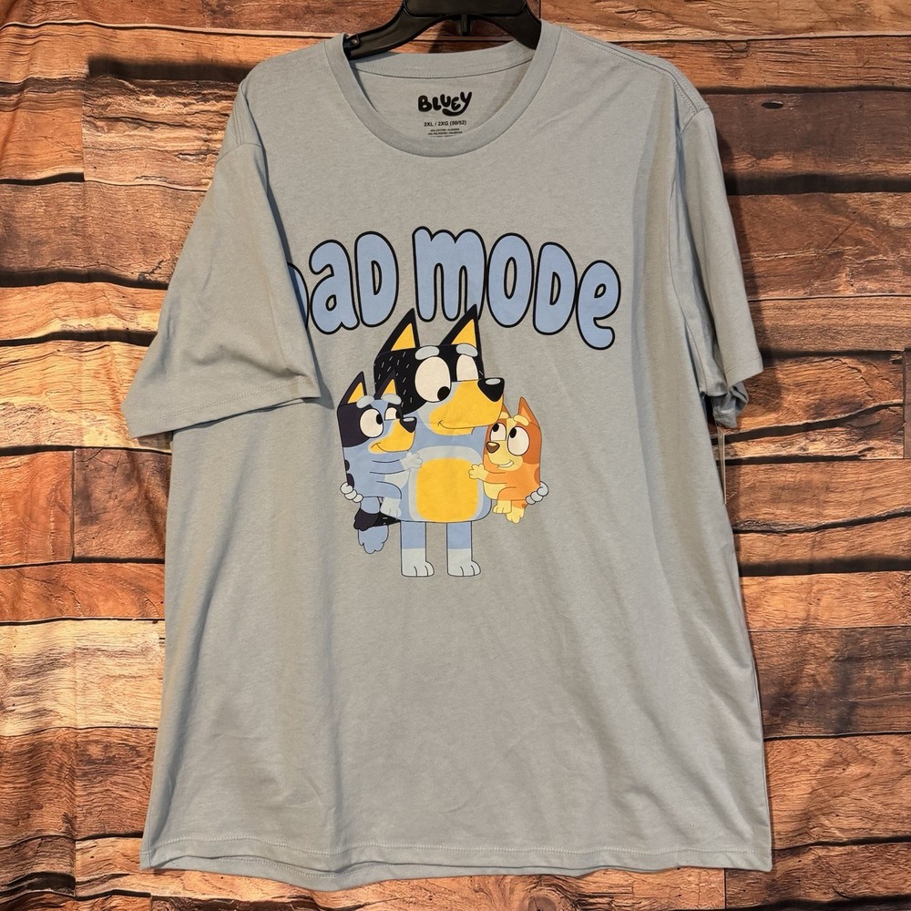 Bluey Men’s 2XL “Dad Mode” T-Shirt Bandit Bluey Bingo TV Show Graphic Tee NWT