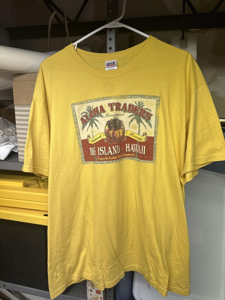 Aloha Traders Shirt Mens XL Big Island Hawaii Pineapple Graphic Tee Casual
