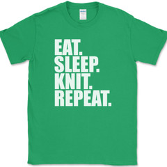 Eat Sleep Knit Repeat Knitting T-Shirt Yarn Hobby Stitch Craft Gift Tee
