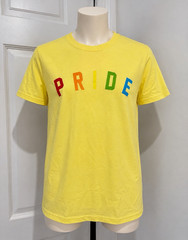 Crystal Wolf Men’s Yellow Pride Graphic Print Crew Neck T-Shirt Short Sleeve S