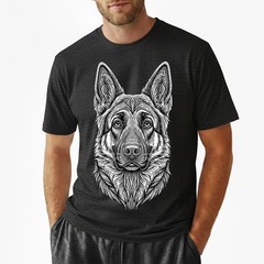 Artistic German Shepherd T-Shirt Line Art Dog Lover GSD Portrait Graphic Tee
