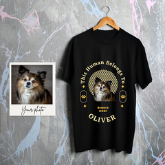 Customise Your Pet Photo Unisex T-shirt – This Human Belongs To