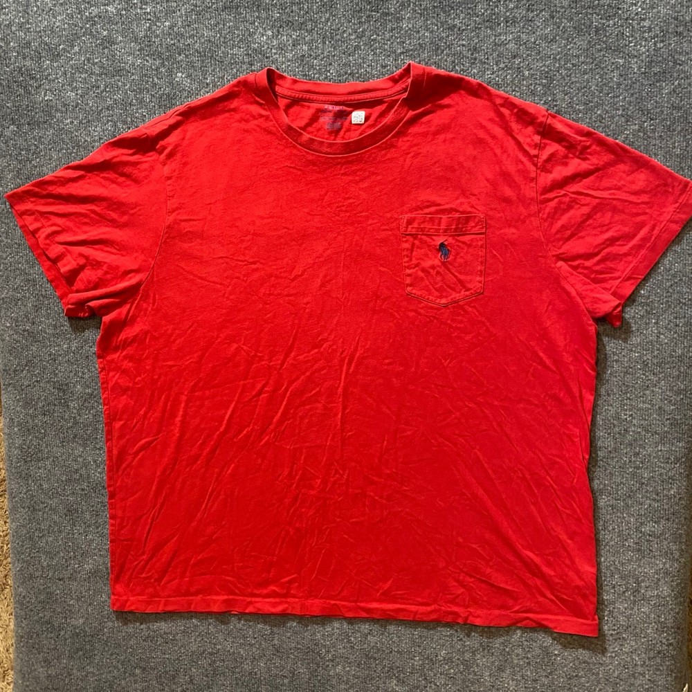 Polo Ralph Lauren T-Shirt Mens 2XB Red Pocket Short Sleeve Cotton Tee Pony Logo
