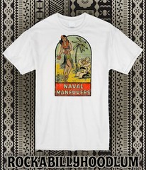 Retro Tiki T Shirt Bar Mug Restaurant Naval Maneuvers Hula Girl WW2