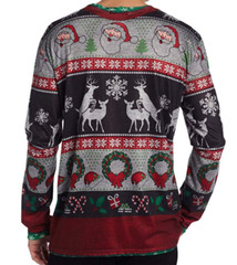 Faux Real Men 3D Photo-Realistic Ugly Christmas Sweater T-Shirt, S, Frisky Deer