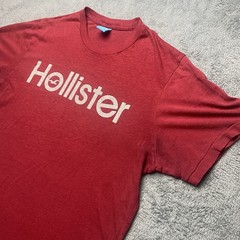 Hollister Tshirt Men’s Red Logo Crew Neck Short Sleeve Cotton Poly Blend Size M