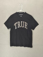 True Religion Shirt Mens Small Black Metallic Graphic Tee Crewneck Short Sleeve