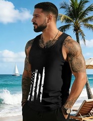 Mens Graphic Tank Tops Sleeveless Muscle Shirts Beach Palm Tree Hawaiian Gym Wor