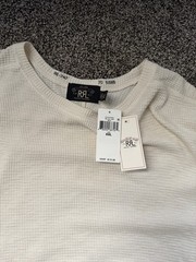 RRL RALPH LAUREN MEN’S WHITE WAFFLE KNIT CREW NECK PULLOVER XXL New