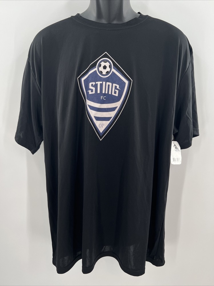 BLACK Augusta Sportswear Mens Short Sleeve T-Shirt STING LOGO SOCCER SZ 2XL NEW