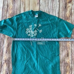 Vtg 80s Hanes Beefy-T Mens Green Large Single Stitch USA Tshirt Kindness 90s