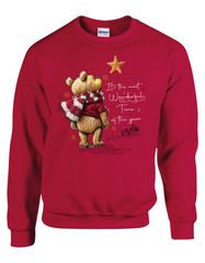 Winne The Pooh Christmas Jumper or T-Shirt Printed Sweatshirt Premium Gildan Red