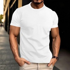 Men’s Solid Color Breathable Slim Fit Running Sports Short Sleeved T-shirt