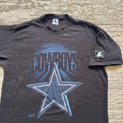 Vintage 90s Starter Dallas Cowboys Tee Mens Large Black NFL Football Tee USA