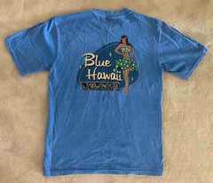 CRAZY SHIRTS Retro Blue Hawaii Lounge Cotton Tee S Tiki Hula Girl Hawaiian