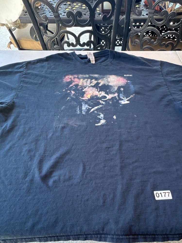 KISS Alive! Live Album Graphic Print Black Band T-Shirt XXL