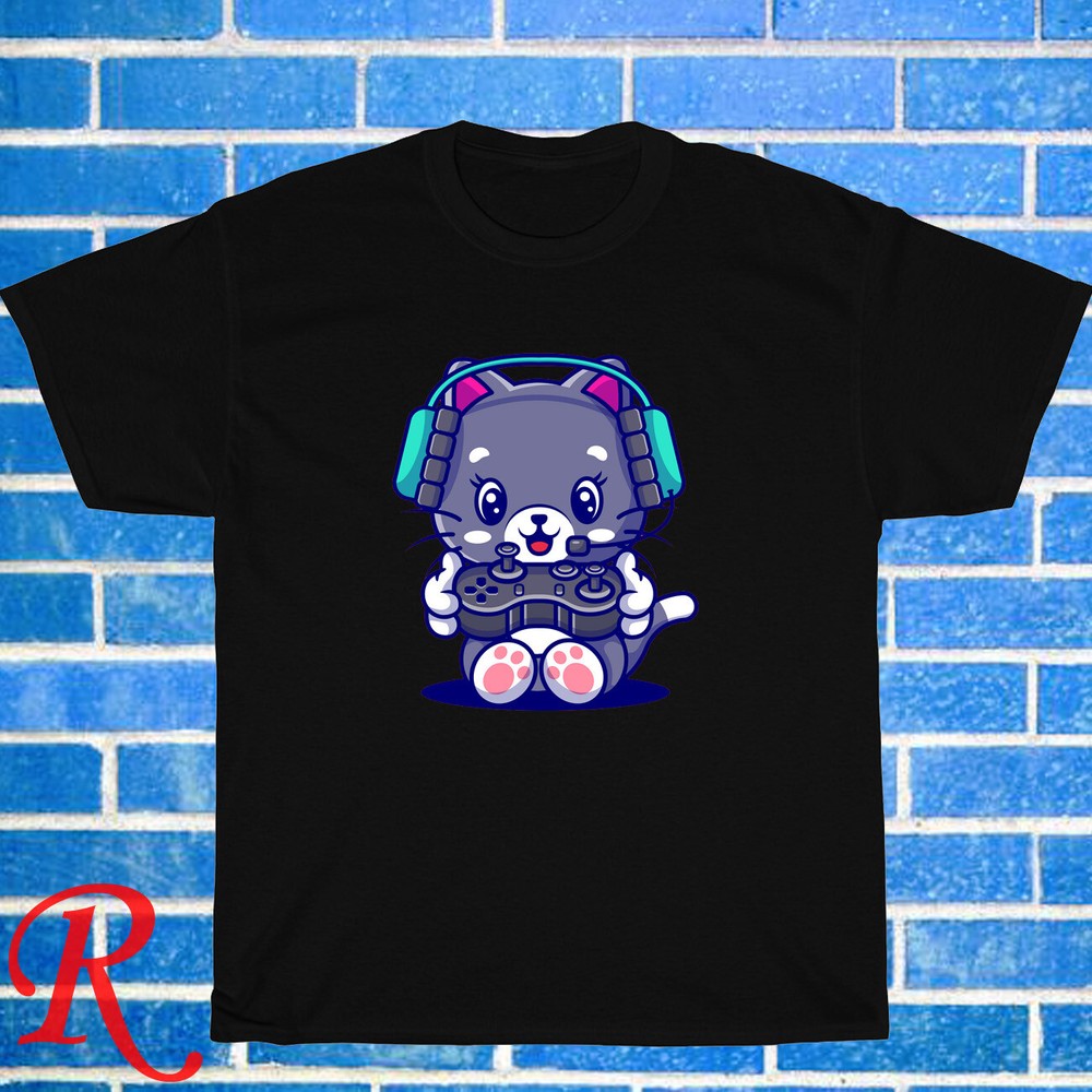 New Gamer Cat Logo Black/Grey Size S-3XL Unisex T-Shirt