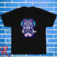 New Gamer Cat Logo Black/Grey Size S-3XL Unisex T-Shirt