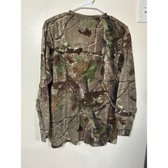 Vintage Y2K Mens Realtree Camo Long Sleeve T-Shirt Bobcat Graphic Large Cotton