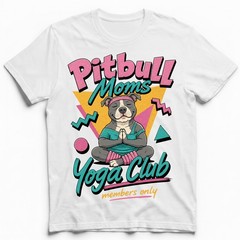 Pitbull Moms Yoga Club Geometric Retro Pink Lover T-Shirt Namaste Puppy Tee