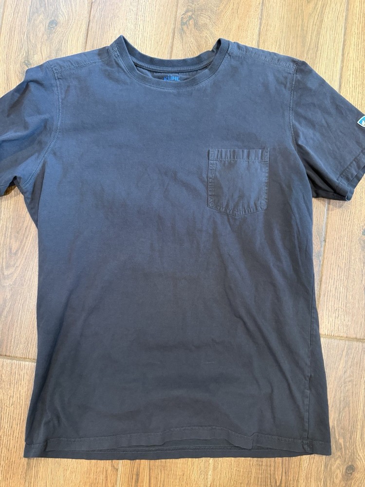 KUHL Men’s Black Cotton Knit Short Sleeve Crew Neck Pocket Logo T-Shirt L