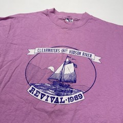 Vtg 1989 Clearwaters Great Hudson River Revival Music Festival Mens Shirt L Pink