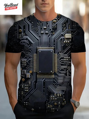 Cool Technology Graphic Print T-Shirt 2025 Men’S Short Sleeve T-Shirts Clothing