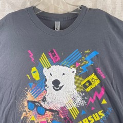 American Apparel Ursus Vodka Polar Bear 80s Retro Graphic T-Shirt Mens XL Grey